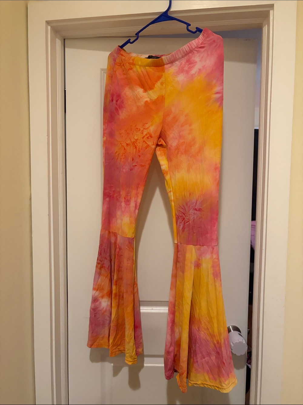 Kids Tie-Dye Flared Leggings - Pink & Yellow